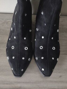Black faux suede booties with studs & grommets - NWT - size 8 - western moto